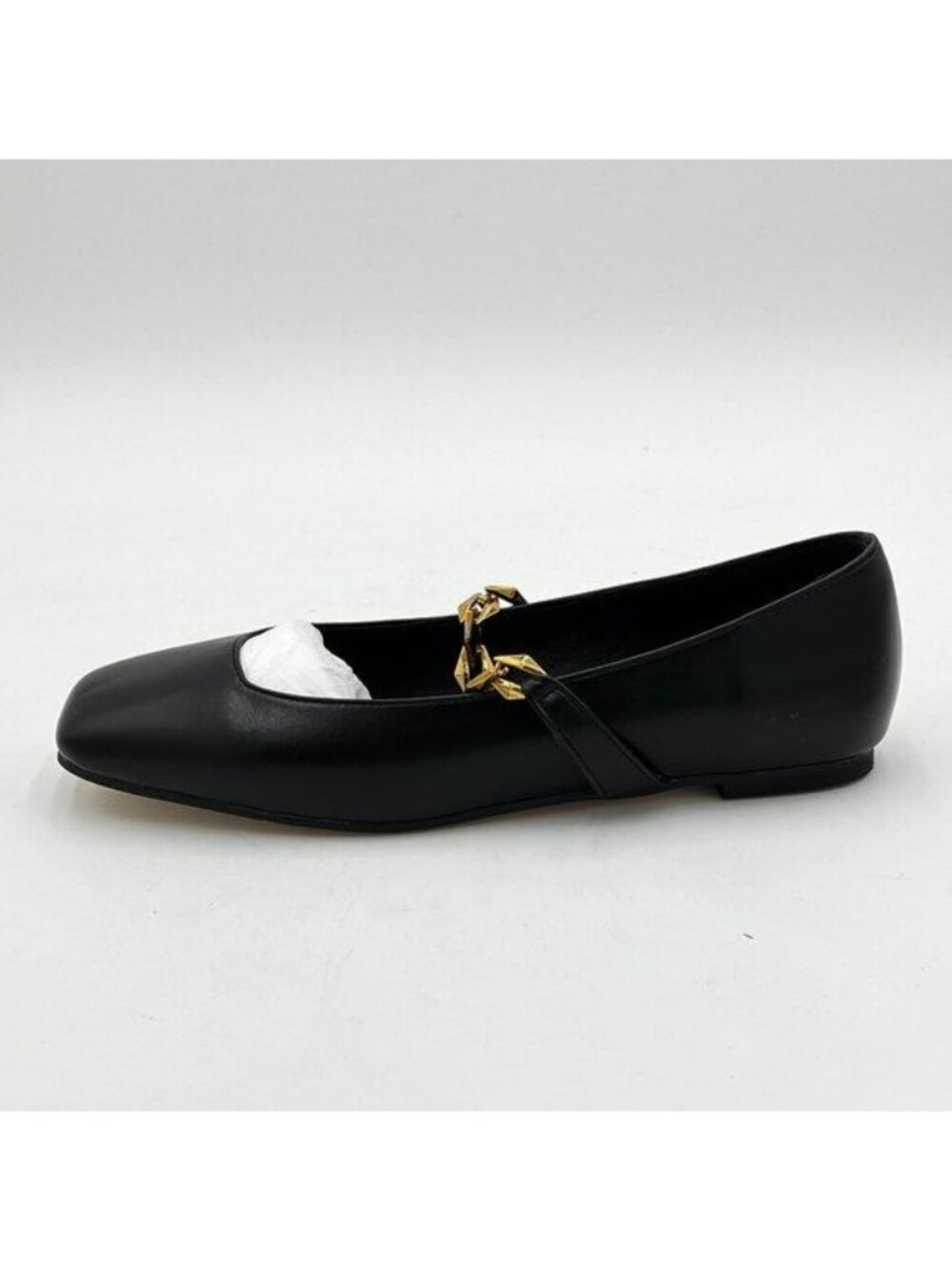 miss left Women Comfy Golden Chain Strap Mary Janes Slip On Closed Square Toe
